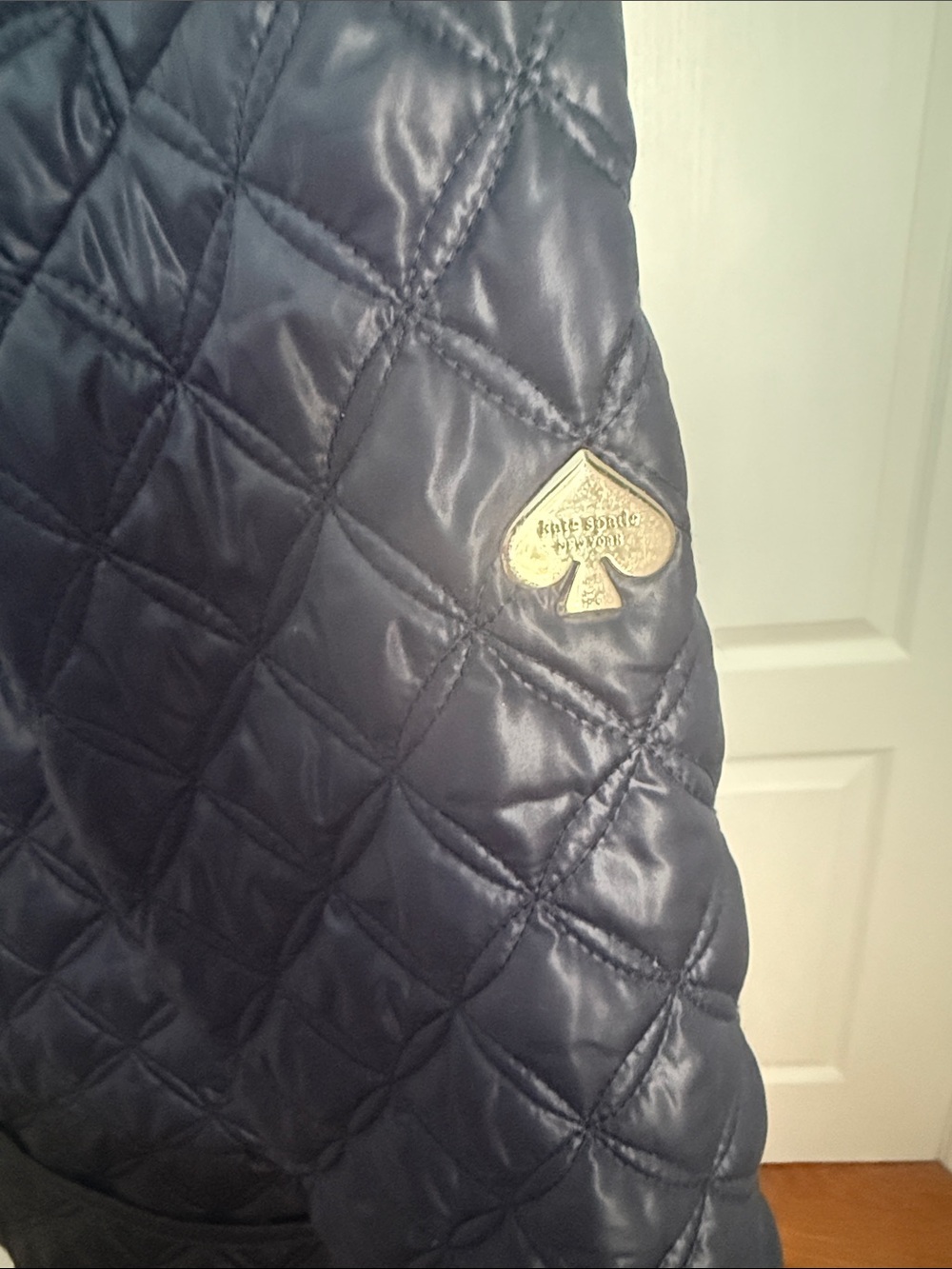 kate spade Two-Tone Navy and Black Quilted Puffer Jacket - Picture 3 of 11